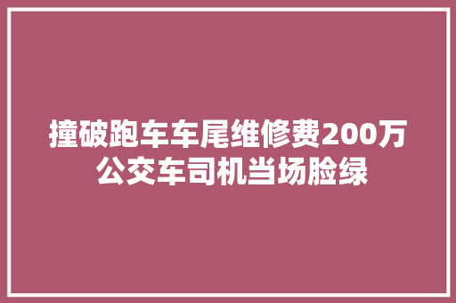 撞破跑车车尾维修费200万 公交车司机当场脸绿
