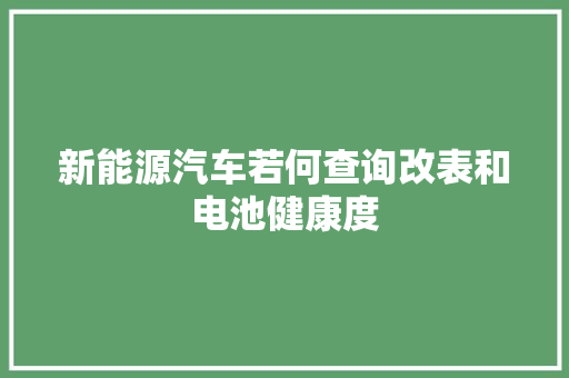 新能源汽车若何查询改表和电池健康度