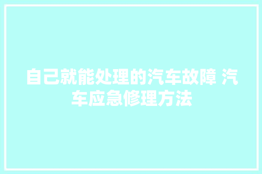 自己就能处理的汽车故障 汽车应急修理方法
