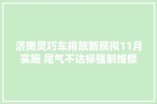 济南灵巧车排放新规拟11月实施 尾气不达标强制维修
