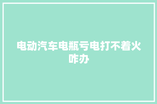 电动汽车电瓶亏电打不着火咋办