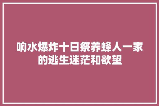 响水爆炸十日祭养蜂人一家的逃生迷茫和欲望