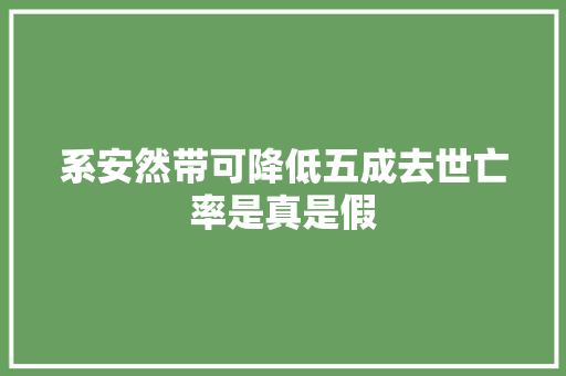 系安然带可降低五成去世亡率是真是假