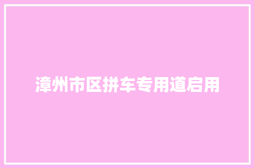 漳州市区拼车专用道启用