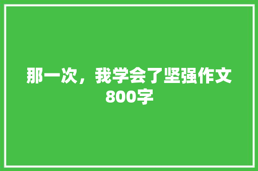 那一次，我学会了坚强作文800字