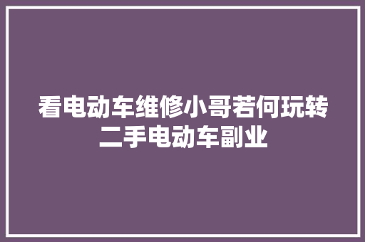 看电动车维修小哥若何玩转二手电动车副业