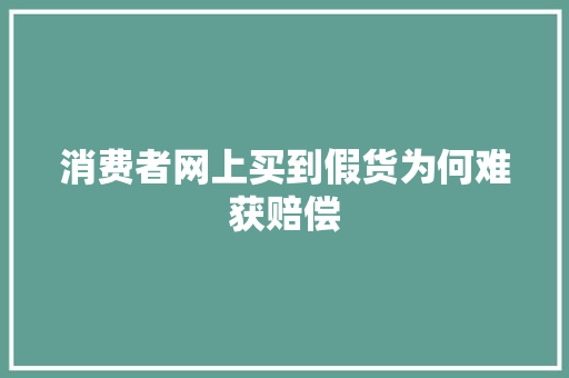 消费者网上买到假货为何难获赔偿