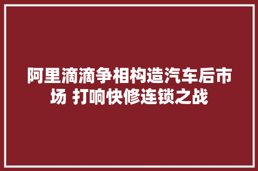 阿里滴滴争相构造汽车后市场 打响快修连锁之战