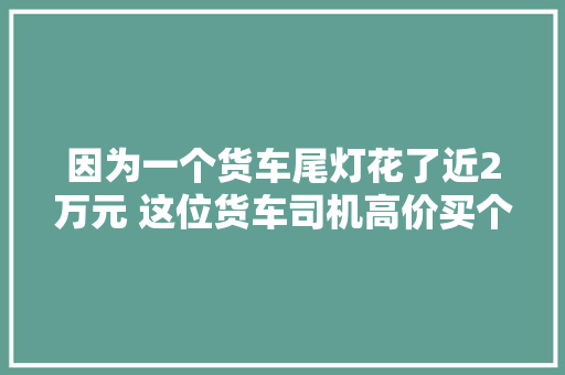 因为一个货车尾灯花了近2万元 这位货车司机高价买个教训