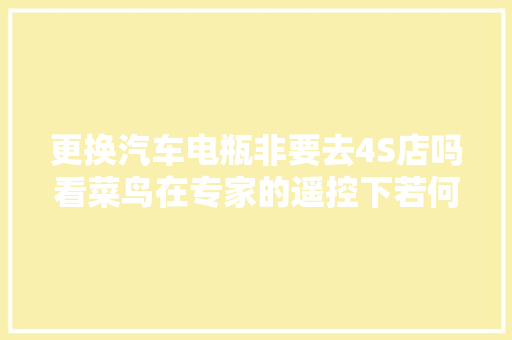 更换汽车电瓶非要去4S店吗看菜鸟在专家的遥控下若何自己干的 汽车知识