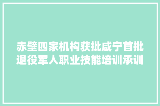 赤壁四家机构获批咸宁首批退役军人职业技能培训承训机构