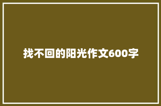 找不回的阳光作文600字