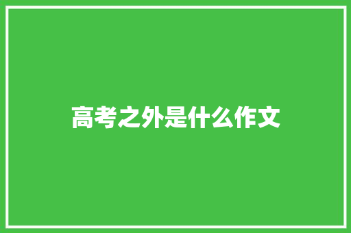 高考之外是什么作文