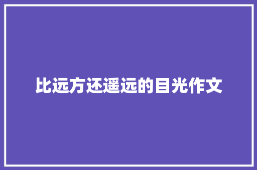 比远方还遥远的目光作文