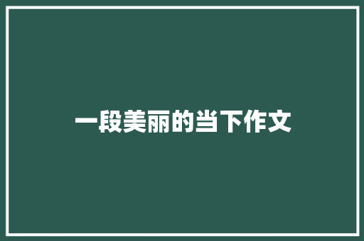 一段美丽的当下作文