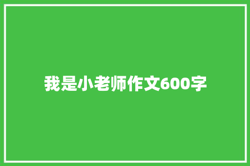 我是小老师作文600字