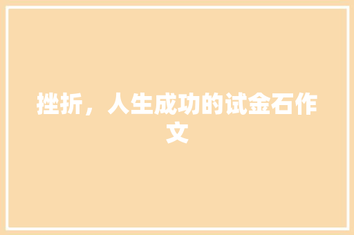 挫折，人生成功的试金石作文