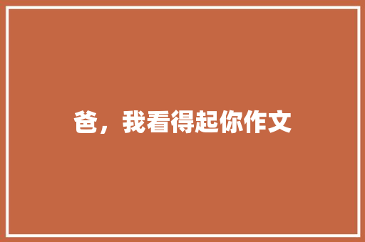 爸，我看得起你作文