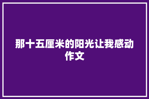 那十五厘米的阳光让我感动作文