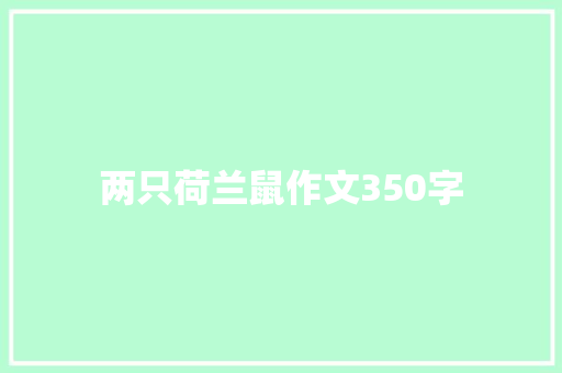 两只荷兰鼠作文350字