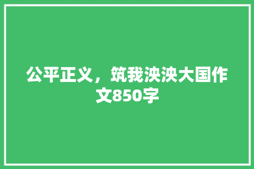 公平正义，筑我泱泱大国作文850字