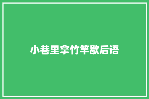 小巷里拿竹竿歇后语