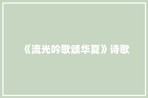 《流光吟歌颂华夏》诗歌