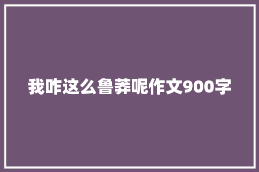 我咋这么鲁莽呢作文900字