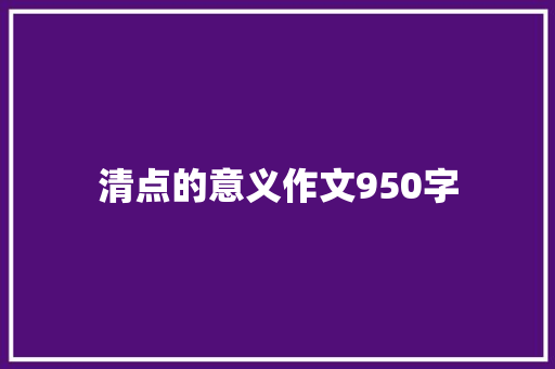 清点的意义作文950字