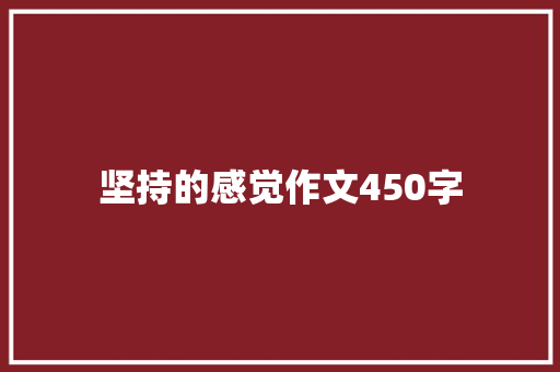 坚持的感觉作文450字