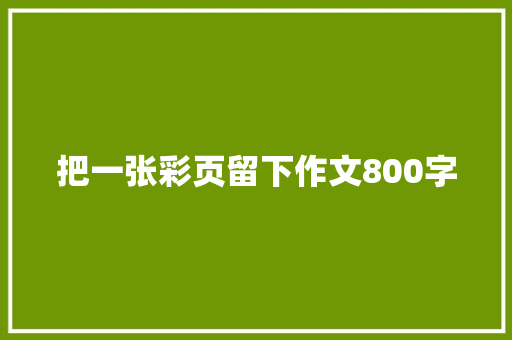 把一张彩页留下作文800字