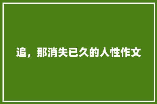 追，那消失已久的人性作文