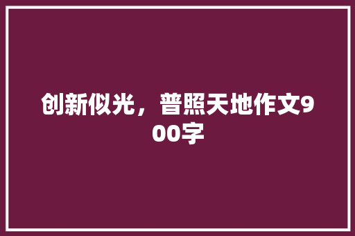 创新似光，普照天地作文900字