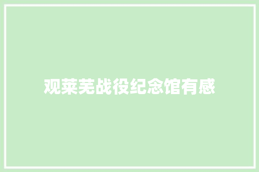 观莱芜战役纪念馆有感