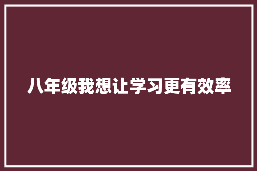 八年级我想让学习更有效率