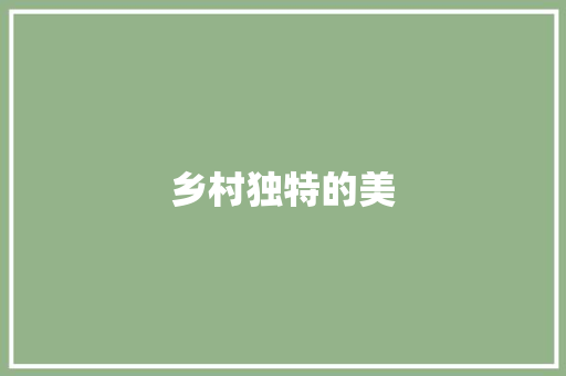 乡村独特的美