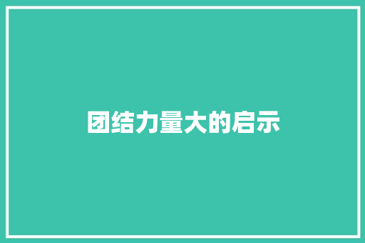 团结力量大的启示