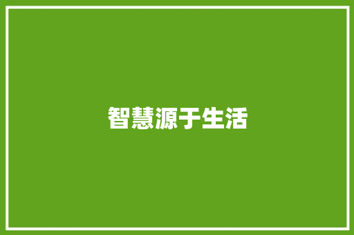 智慧源于生活