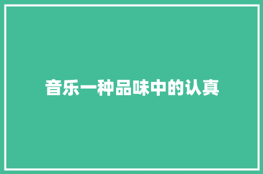 音乐一种品味中的认真