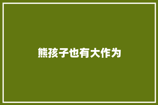 熊孩子也有大作为