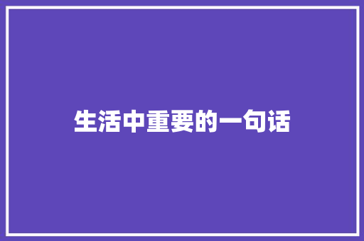 生活中重要的一句话