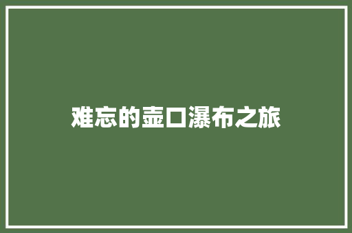 难忘的壶口瀑布之旅
