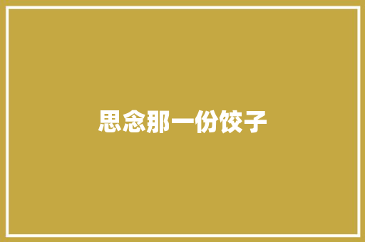 思念那一份饺子
