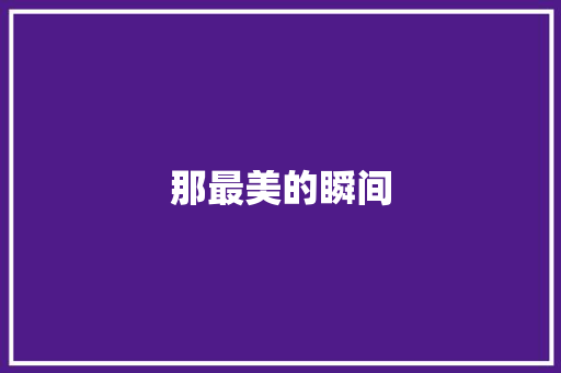那最美的瞬间