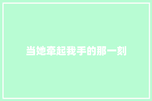 当她牵起我手的那一刻