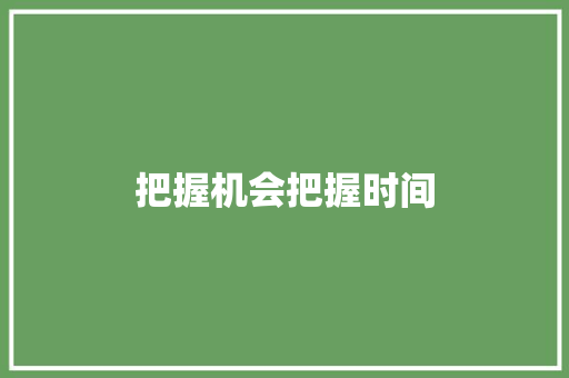 把握机会把握时间