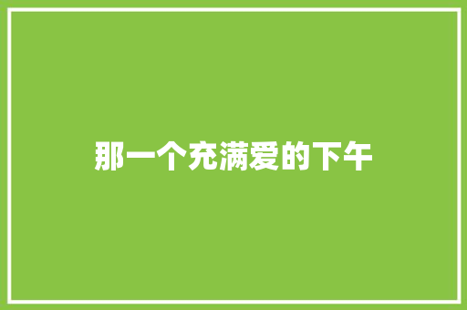 那一个充满爱的下午