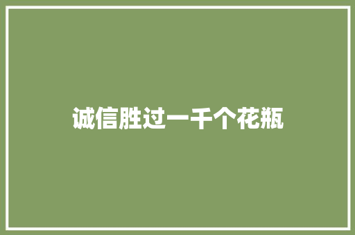 诚信胜过一千个花瓶