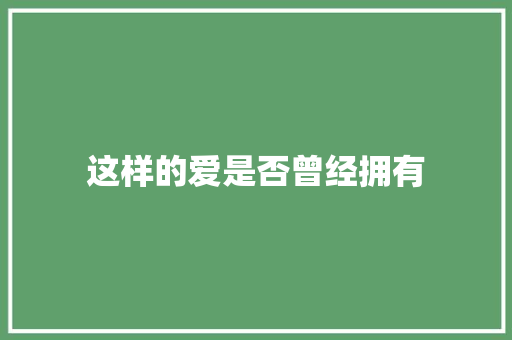 这样的爱是否曾经拥有