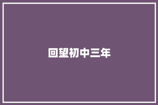 回望初中三年